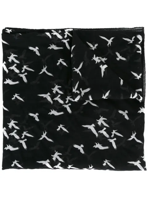 Saint Laurent bird print scarf Black 4330584Y200