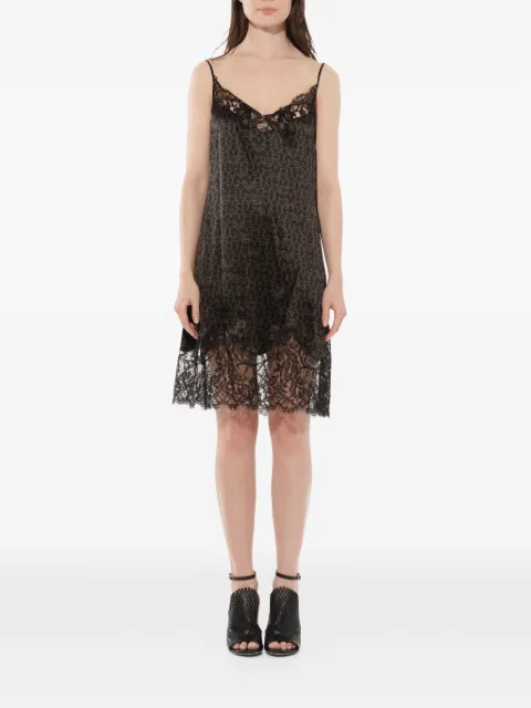 Givenchy star-print lace-trim midi dress Black 16A2001355