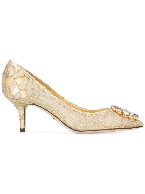 Dolce & Gabbana Bellucci rainbow lace brooch-detail pumps Metallic CD0066AE637