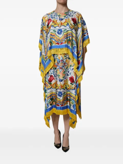 Dolce & Gabbana Majolica-print midi dress Yellow F6ZX7THP14O