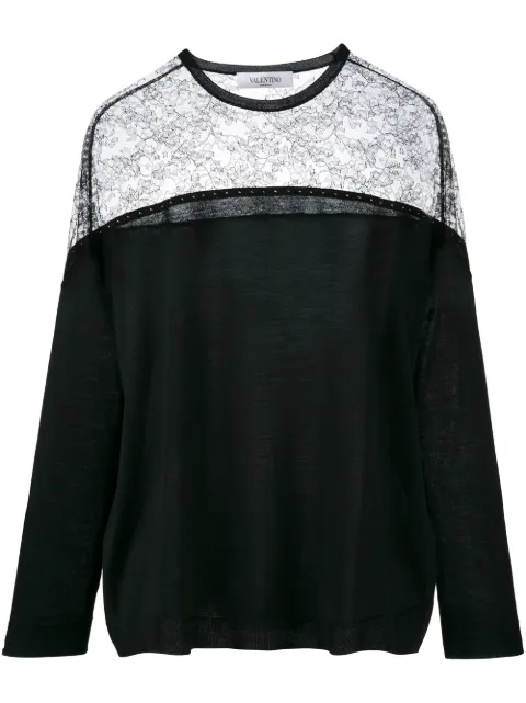 Valentino Garavani lace panel jumper Black BKC17V2TM