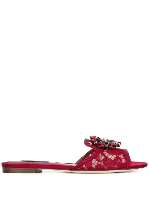 Dolce & Gabbana Rainbow Lace brooch-detail sandals Red CQ0023AL198