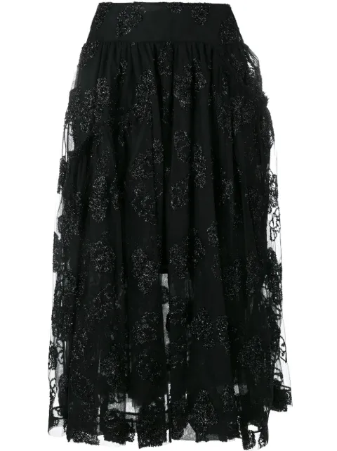Simone Rocha jacquard tulle midi skirt Black 33620012