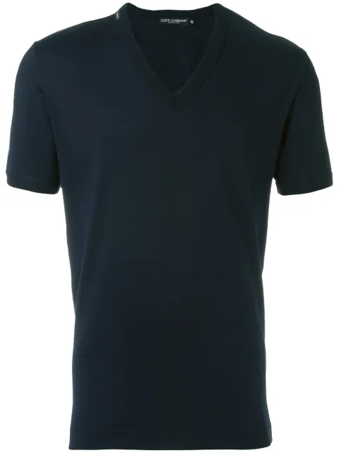 Dolce & Gabbana V-neck T-shirt Blue G8GI6TFU7EQ