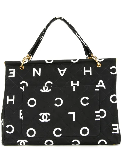 CHANEL Pre-Owned logo print tote Black 4837640