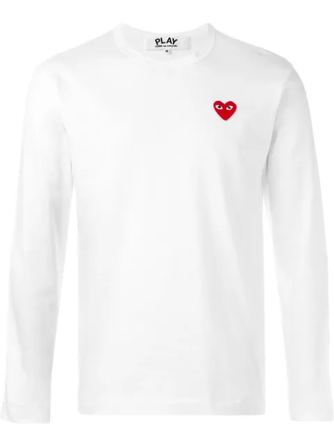 Comme Des Garçons Play long-sleeved Heart-patch T-shirt White P1T118C