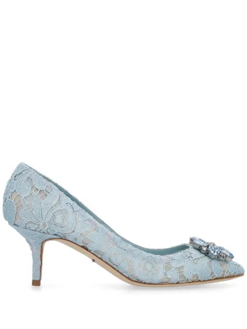 Dolce & Gabbana Bellucci rainbow lace brooch-detail pumps Blue CD0066AL198