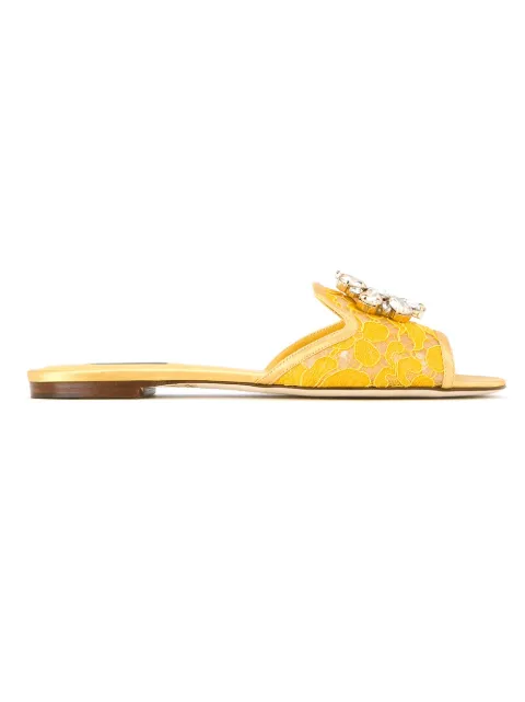 Dolce & Gabbana Bianca rainbow lace brooch-detail sandals Yellow CQ0023AL198