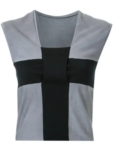 Ma+ cross detail sleeveless top Grey TW24BJCE