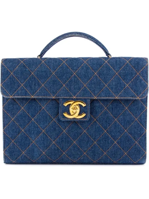 CHANEL Pre-Owned quilted denim briefcase Blue 4788958