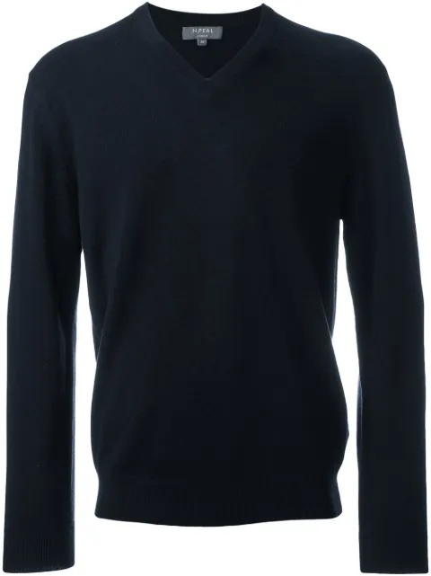 N.Peal 'The Burlington' V Neck jumper Blue NPG000106