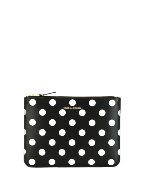Comme Des Garçons Wallet polka-dot-print calf leather pouch Black SA5100PD