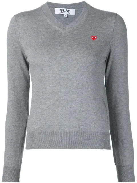 Comme Des Garçons Play mini heart v-neck jumper Grey P1N051