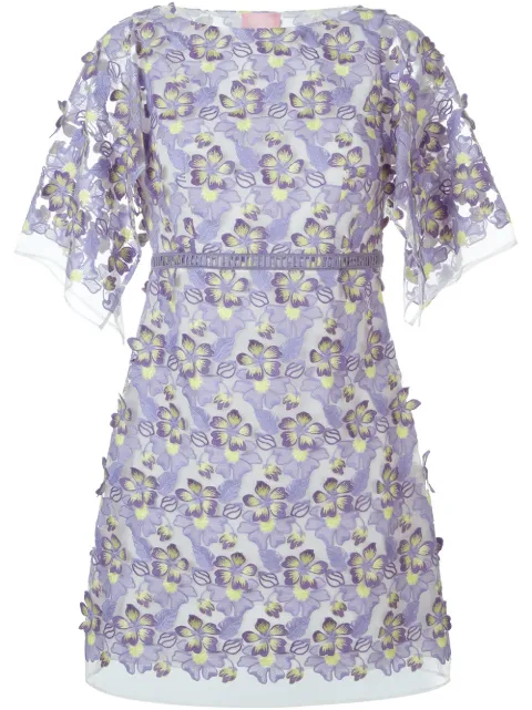 Giamba embroidered sheer floral dress Pink P16PG5490
