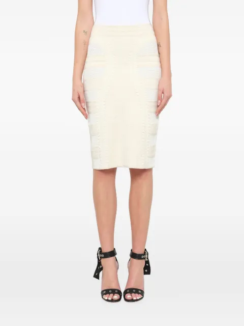 Alexander McQueen textured-effect pencil mini skirt Neutrals 426412Q1VXA
