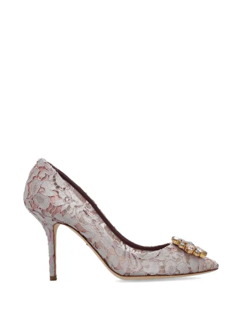 Dolce & Gabbana Bellucci rainbow lace brooch-detail pumps Pink CD0101AL198