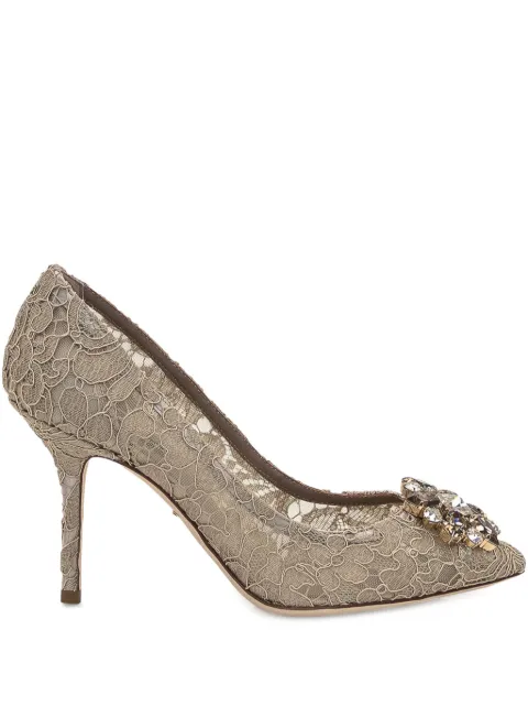 Dolce & Gabbana Bellucci rainbow lace brooch-detail pumps Brown CD0101AL19880703