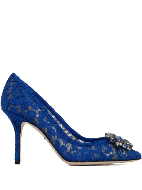 Dolce & Gabbana Rainbow Lace brooch-detail pumps Blue CD0101AL198