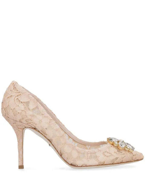 Dolce & Gabbana Rainbow Lace brooch-detail pumps Neutrals CD0101AL19880240