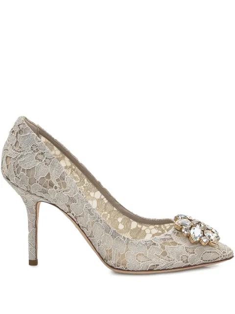 Dolce & Gabbana pumps in Taormina lace with crystals White CD0101AL198