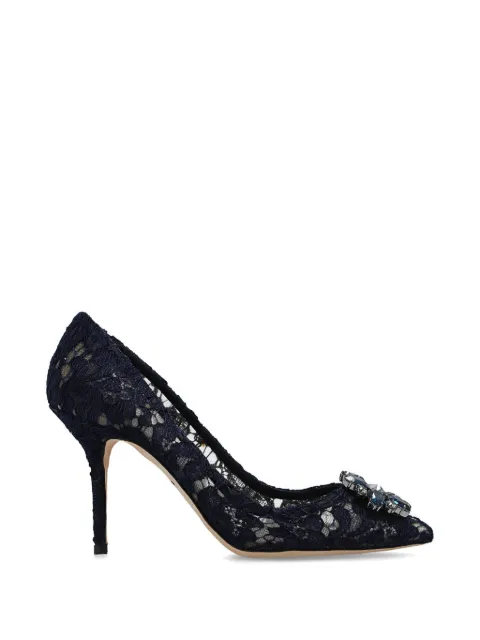 Dolce & Gabbana pumps in Taormina lace with crystals Blue CD0101AL198