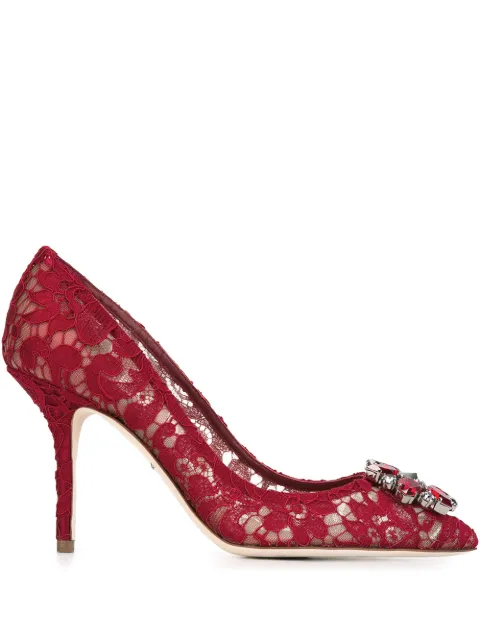 Dolce & Gabbana Rainbow Lace brooch-detail pumps Red CD0101AL198