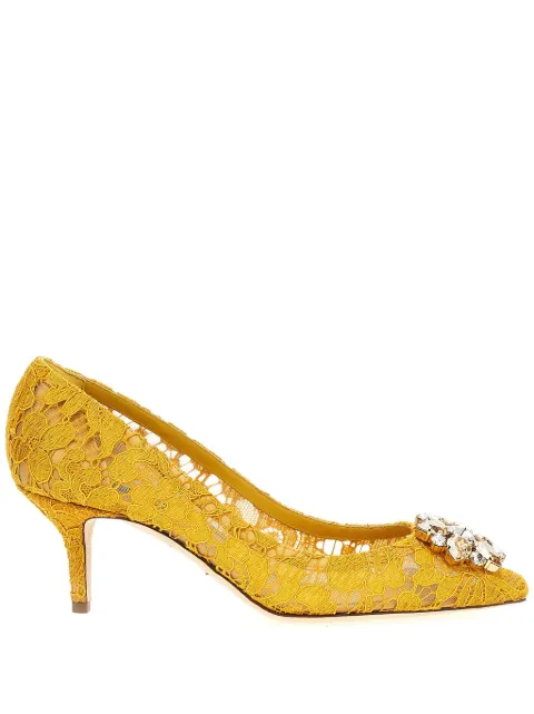 Dolce & Gabbana Rainbow Lace brooch-detail pumps Yellow CD0066AL198