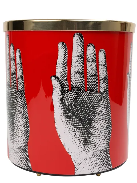 Fornasetti hand print wastepaper basket Red C11Y153
