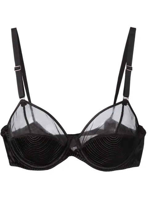 Fleur Du Mal mesh and satin bra Black BR00620100