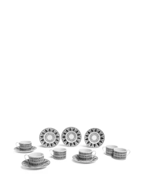 Fornasetti Architettura cup and saucers (set of 6) Black P14X441