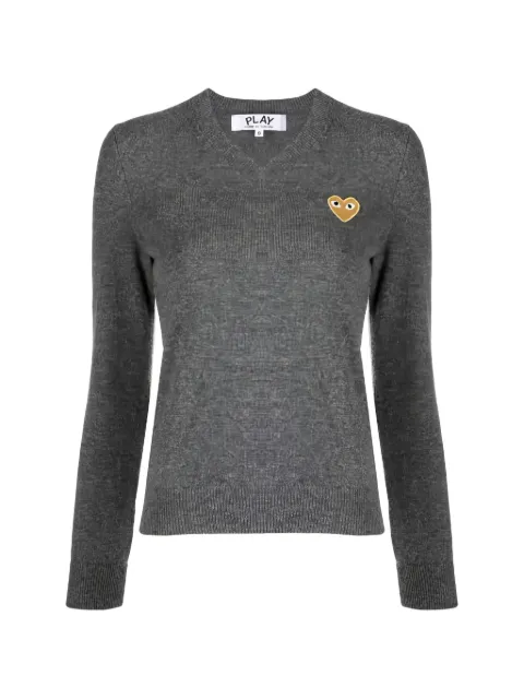 Comme Des Garçons Play embroidered heart v-neck sweater Grey P1N047