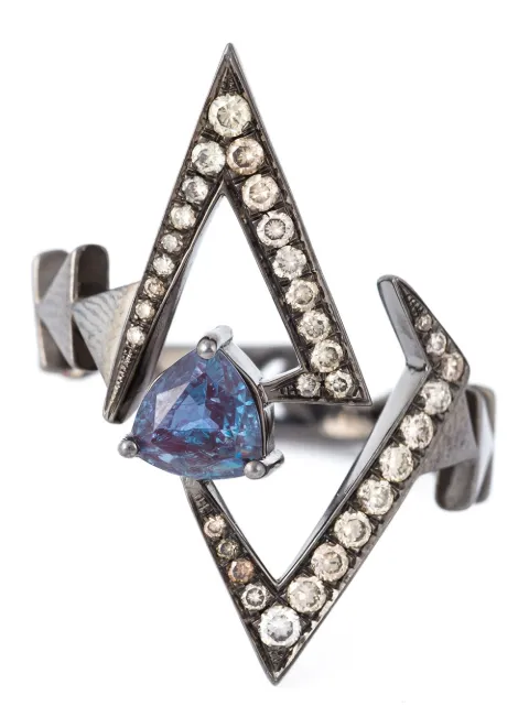 Nikos Koulis geometric sapphire and diamond ring Metallic NK19