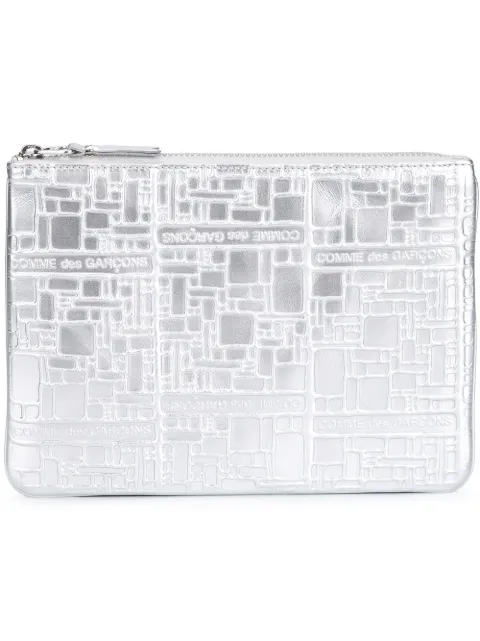 Comme Des Garçons Wallet embossed logo purse Silver SA5100EG