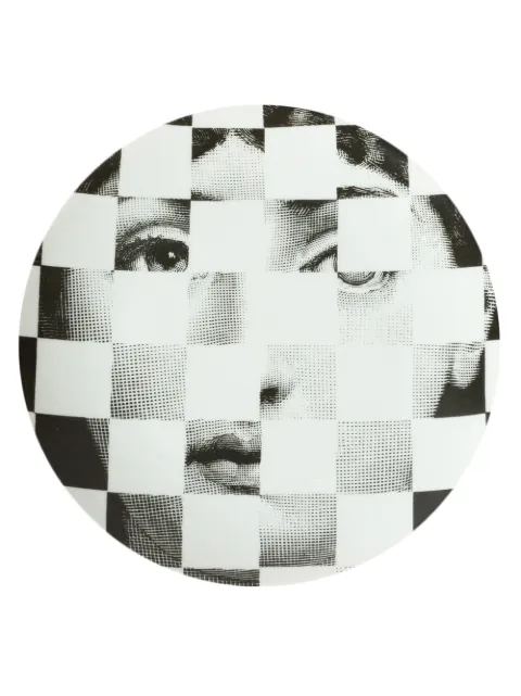 Fornasetti checkboard face print plate White PTVX045
