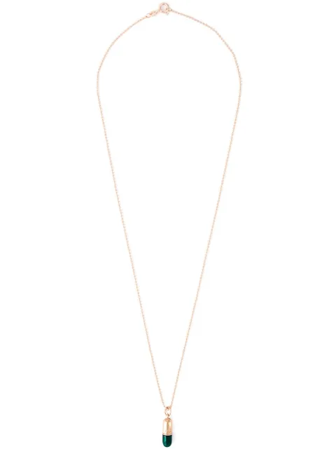 True Rocks small pill pendant necklace Metallic SMALLROSEGOLDGREENPILLPENDANT