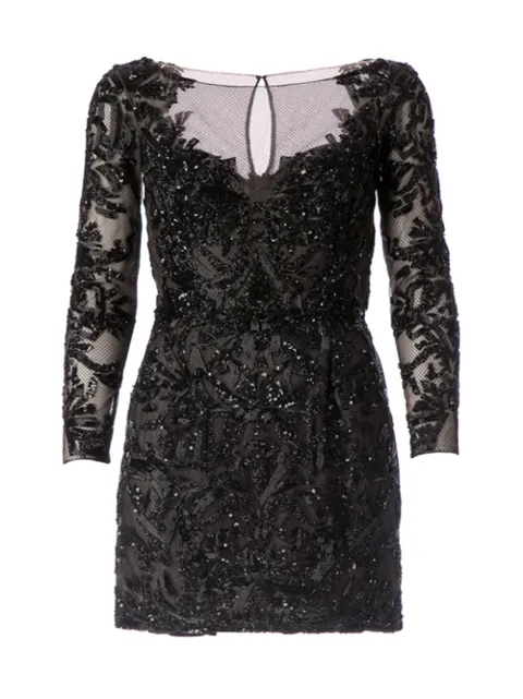 Zuhair Murad sequin embellished mesh mini dress Black RDRS15007DS99