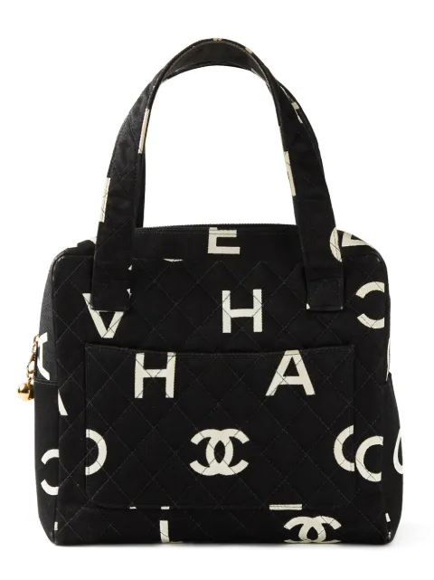 CHANEL Pre-Owned logo print canvas handbag Black 1425
