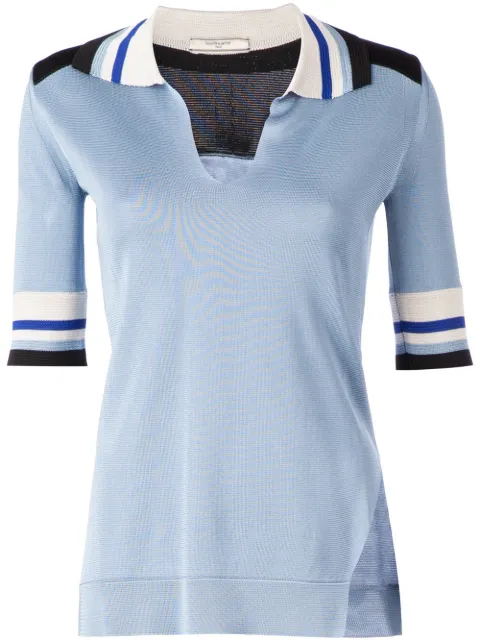 Bouchra Jarrar contrast yoke polo shirt Blue C10KNITWEAR