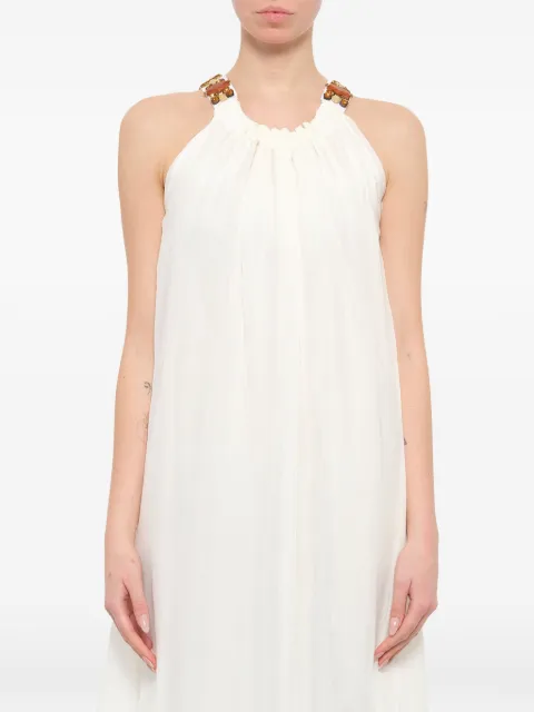 Lanvin embellished-strap draped midi dress White RWDR014ATS01P15