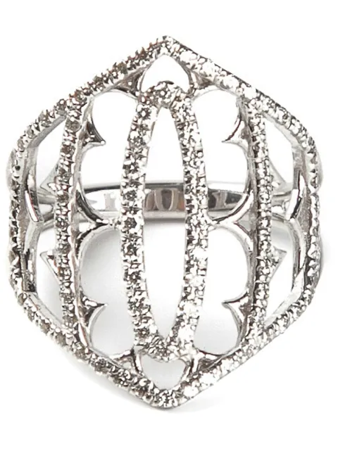 Loree Rodkin white gold and grey diamond pavé shield ring Metallic LR1959