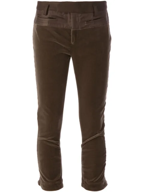 Haider Ackermann velour effect cropped trousers Brown 1410182064