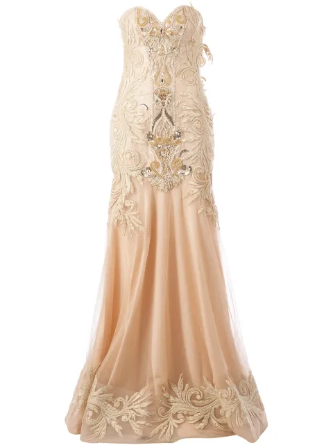 Georges Mak 'Meryl' embroidered strapless dress Neutrals MERYL
