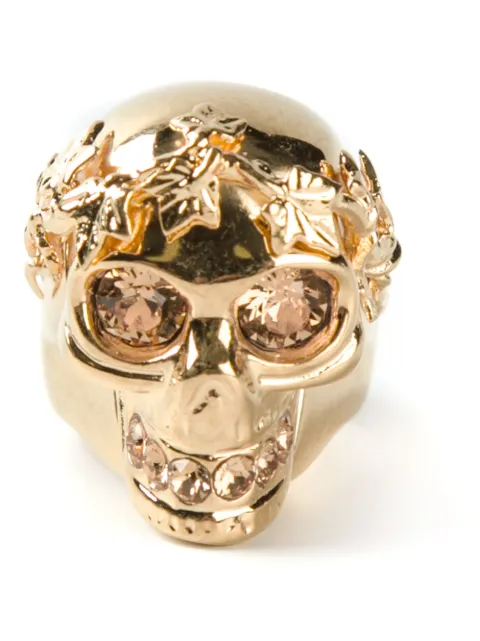 Alexander McQueen ivy skull cocktail ring Metallic 364795J160O8081