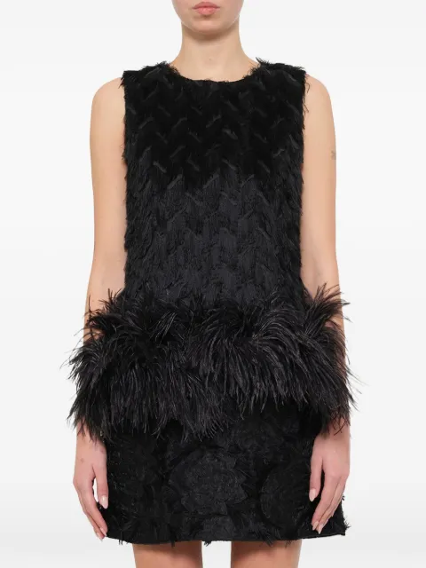 Lanvin feather-effect mini dress Black RWDR21252465H14