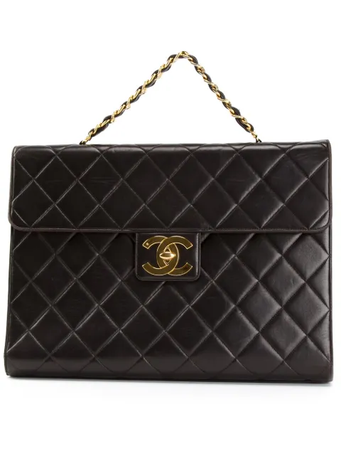 CHANEL Pre-Owned quilted classic flap jumbo brief case Blue VH1015