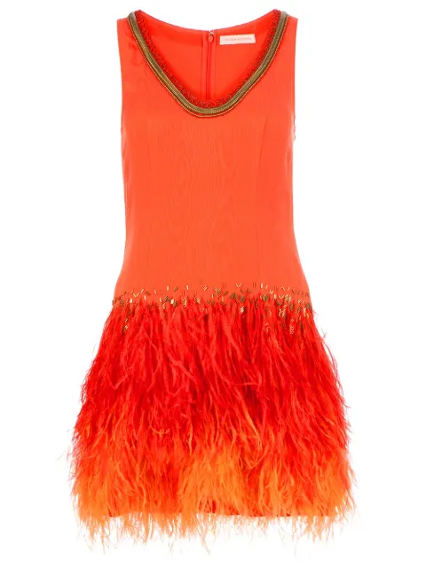 Matthew Williamson feathered jersey dress Yellow 908062660