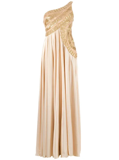 Georges Mak 'Ivana' one shoulder dress Neutrals IVANA