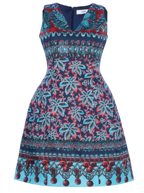 Linda Farrow printed lantern dress Blue RS13HCD25
