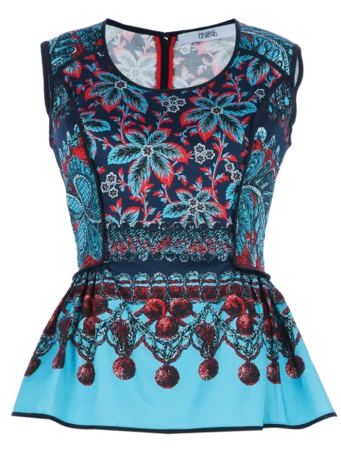 Linda Farrow floral print peplum top Blue RS13HCB07
