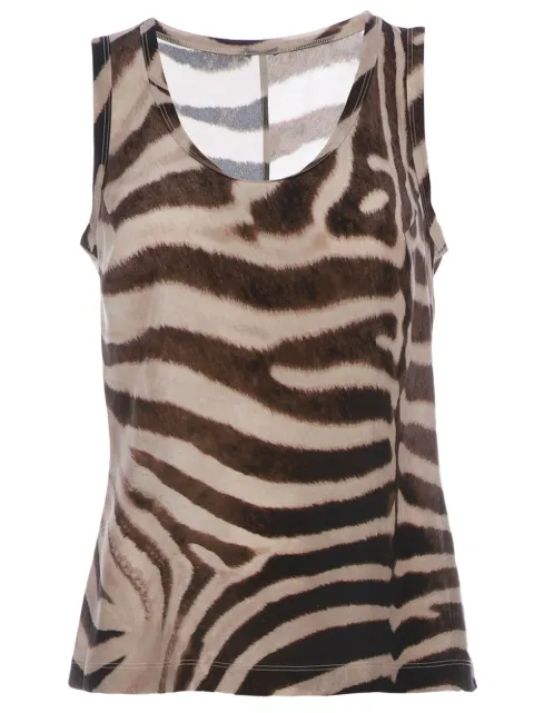 Mantu Zebra print tank top Brown AG1051G09